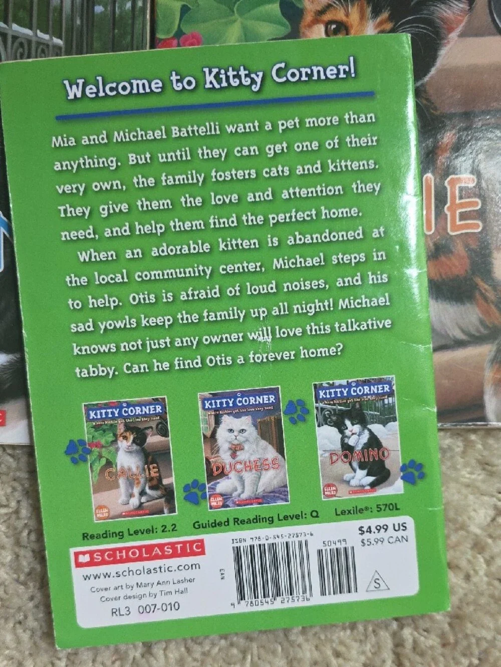 Scholastic Kitty Corner: Otis, Callie, & Domino Book Set of 3 Paperback Books